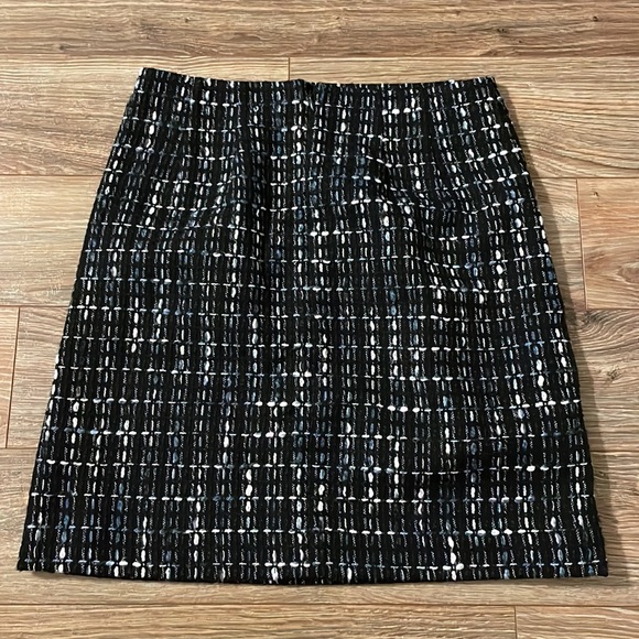 NWOT Loft 00P wool black blue plaid skirt - Picture 5 of 5